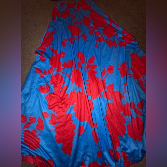 Blue and Red Floral 2 Piece Maxi Skirt & Crop - Picture 3 of 4